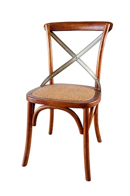 Cross Back Chair w/ Rattan Seat