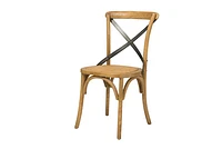 Cross Back Chair w/ Rattan Seat - Brown