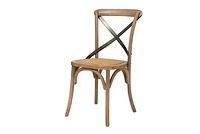 Cross Back Chair w/ Rattan Seat - Brown