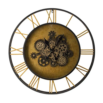 Grind Gold and Black Round Gear Clock