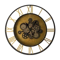 Grind Gold and Black Round Gear Clock