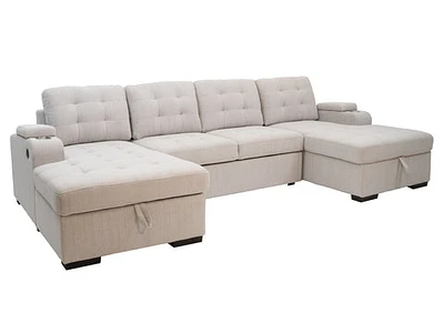 Alonso Sleeper U-shaped sectional with USB - Stone