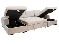 Alonso Sleeper U-shaped sectional with USB - Stone