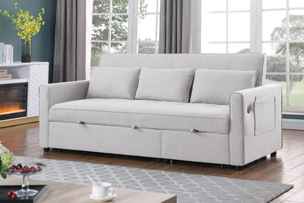 Skylar Sofa Sectional Sleeper- Stone