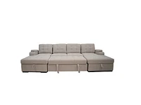 Alonso Sleeper U-shaped sectional with USB - Stone