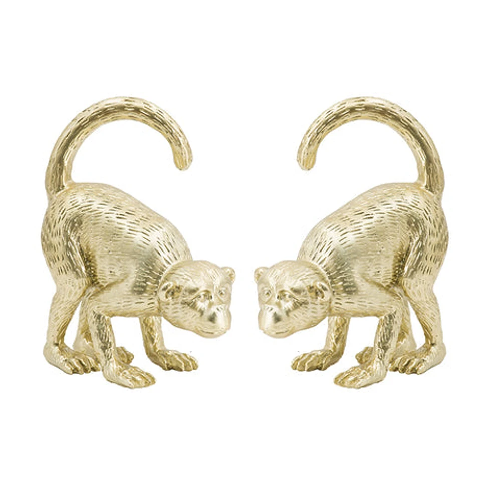 Gold Monkey Bookends - Set of 2