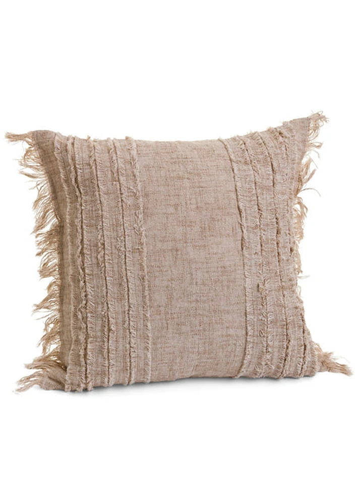 Cus Linen/cott W/ Fringe Det Pillow