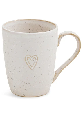 Mug Porcelin Emb Heart - White