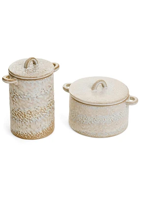 Canister Porcelain With Handles Antique White