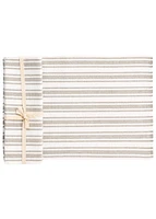 Ribbed Placemat Cott Striped Taupe-white (Set of 4)