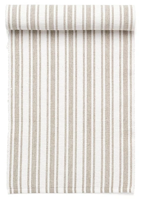 Ribbed Table Runner Cott Striped Taupe- White