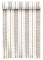 Ribbed Table Runner Cott Striped Taupe- White