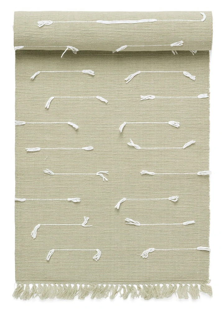 Ribbed Table Runner Sage-white