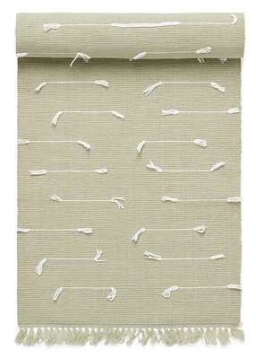 Ribbed Table Runner Sage-white