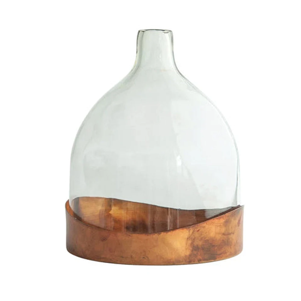 Glass Cloche with Metal Tray