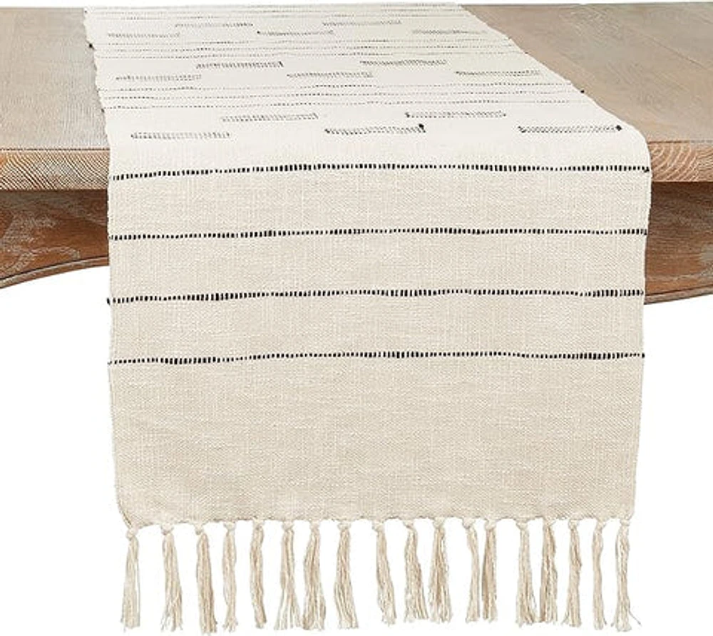 Dash Line Cotton Table Runner