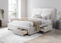 Leander Upholstered Fabric Bed with Drawer