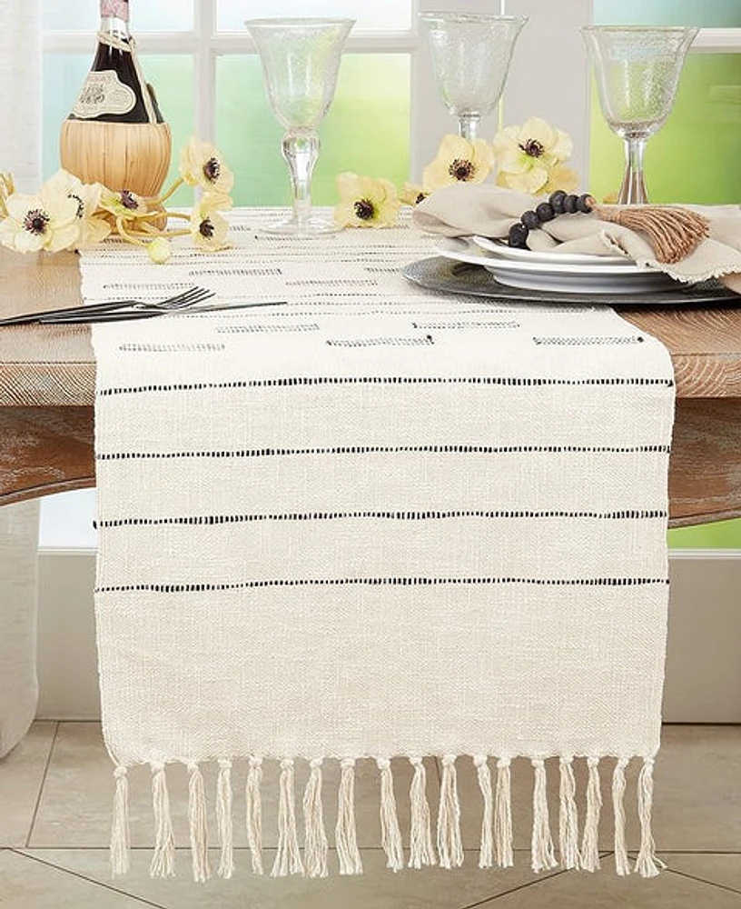 Dash Line Cotton Table Runner