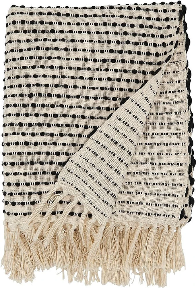 Stripe Woven Throw Blanket - Black