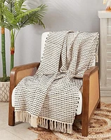 Stripe Woven Throw Blanket - Black