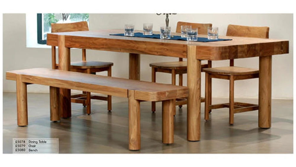 Haini Acacia Wood Round Leg Dining Table