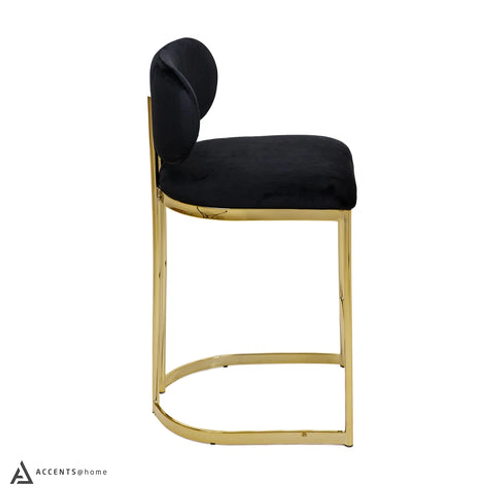 Aiden Gold & Velvet Counter Height Stool