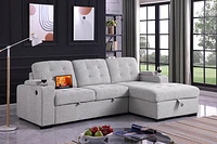 Alonso Media Sleeper Sectional with USB and Cup Holder