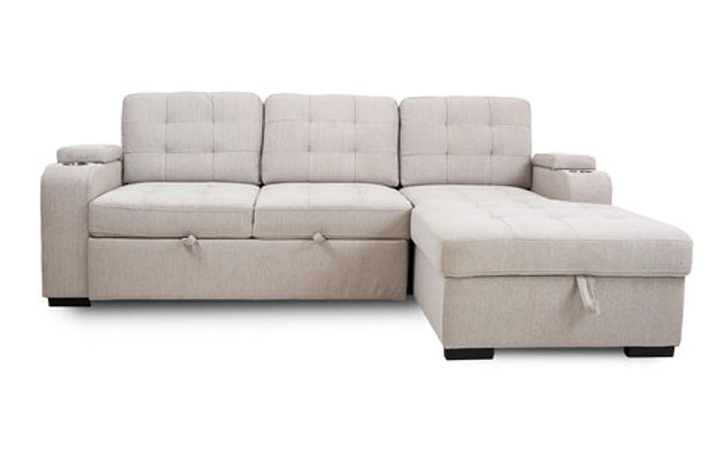 Alonso Sleeper Sectional with USB - Stone