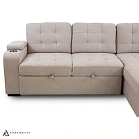 Alonso Sleeper Sectional with USB - Stone