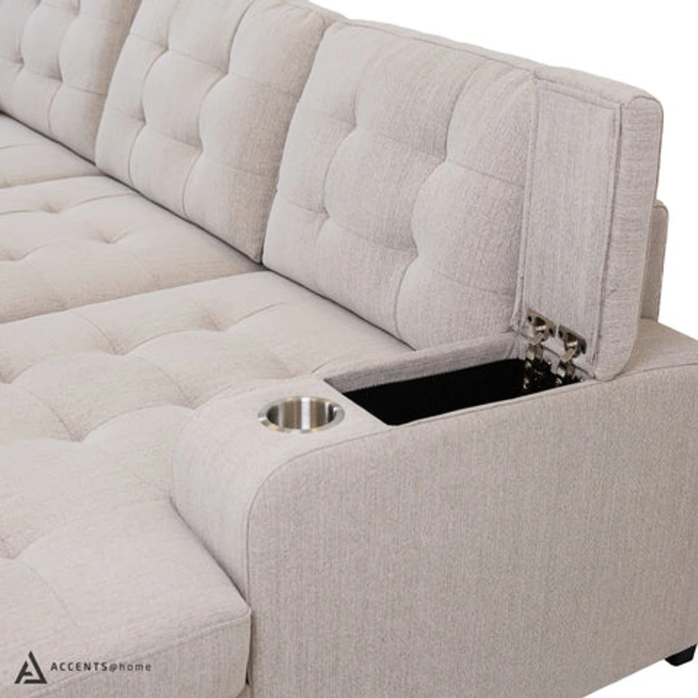 Alonso Sleeper Sectional with USB - Stone