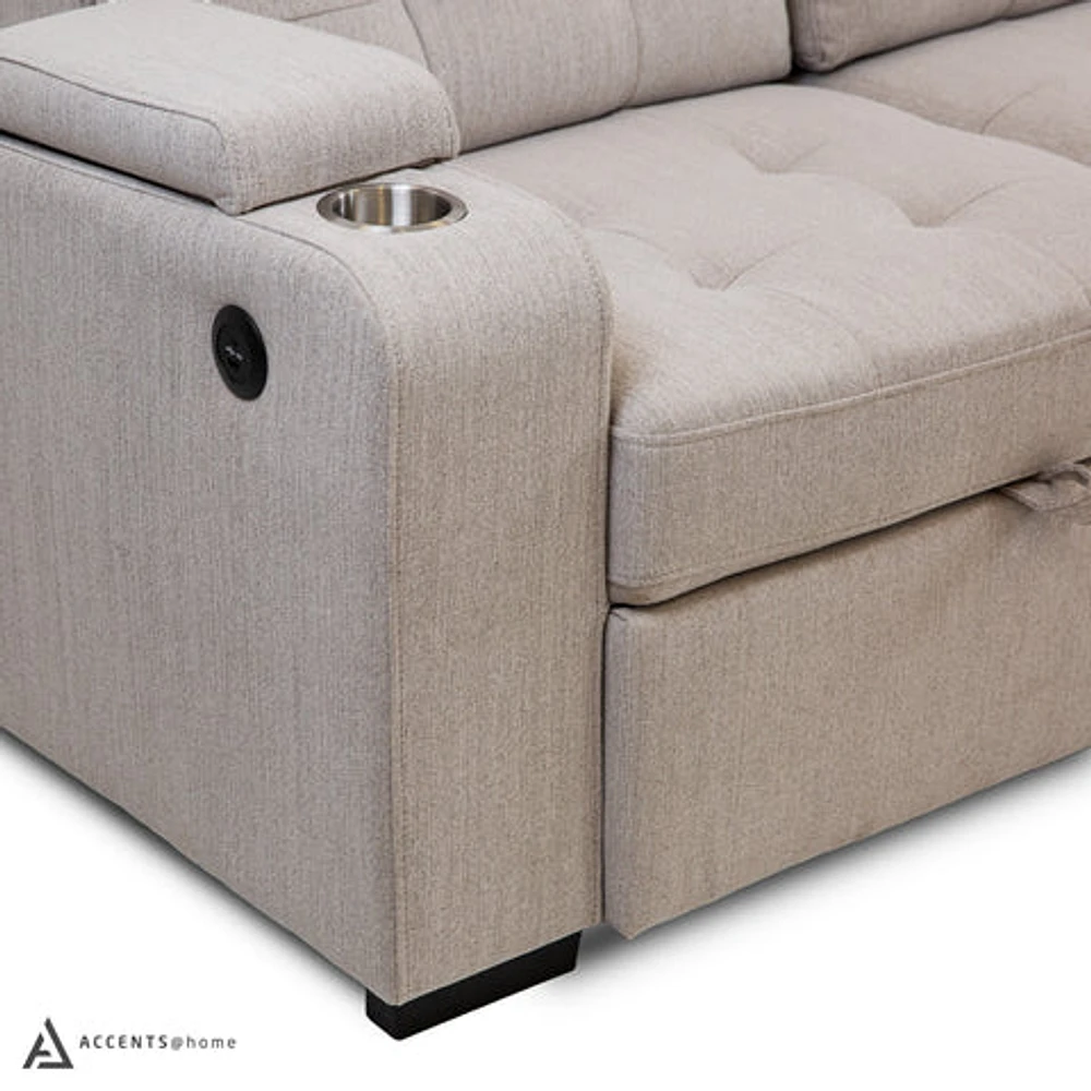 Alonso Sleeper Sectional with USB - Stone