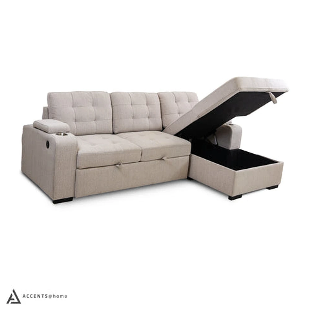 Alonso Sleeper Sectional with USB - Stone