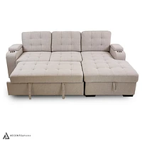 Alonso Sleeper Sectional with USB - Stone