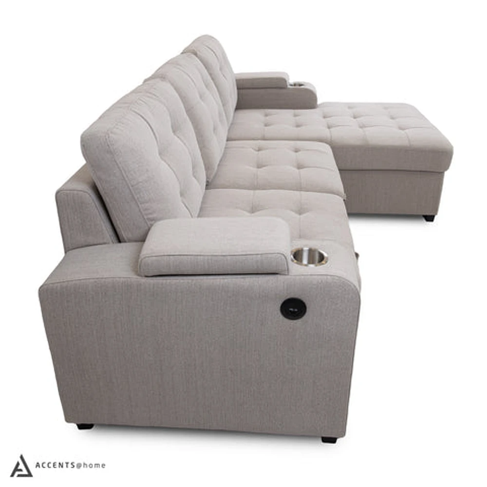 Alonso Sleeper Sectional with USB - Stone