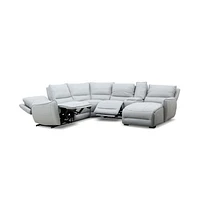 Andrea Leather Sectional Couch With Chaise & Recliner - Accents@Home