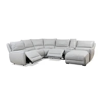 Andrea Leather Sectional Couch With Chaise & Recliner - Accents@Home