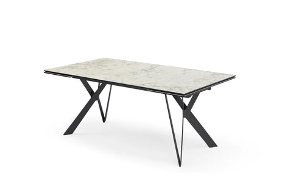 Aomori Extendable Dining Table - Sleek Design with Glass Top and Ceram