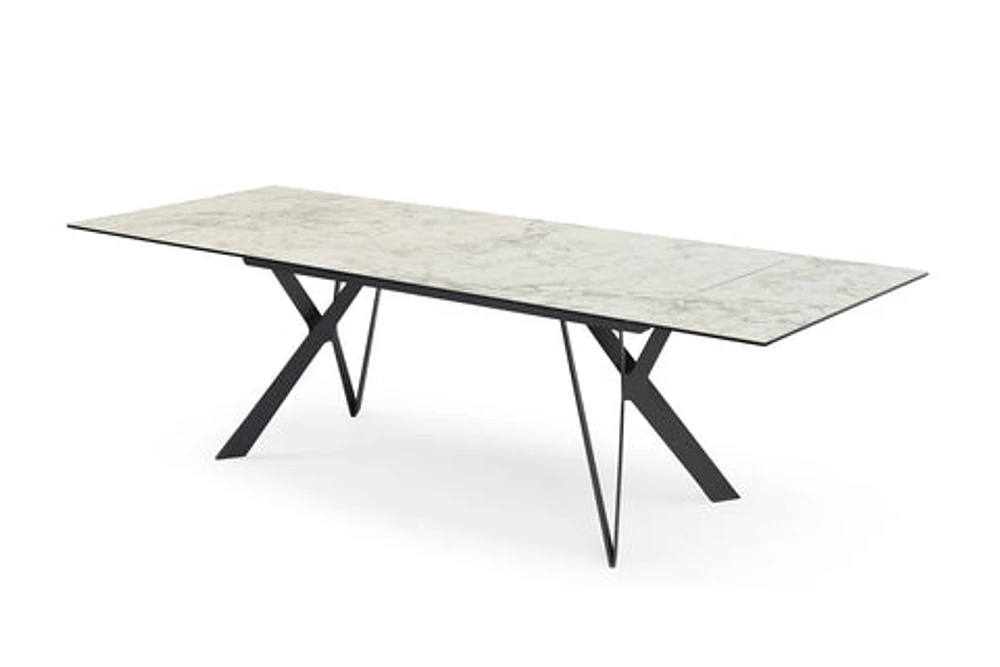 Aomori Extendable Dining Table - Sleek Design with Glass Top and Ceram