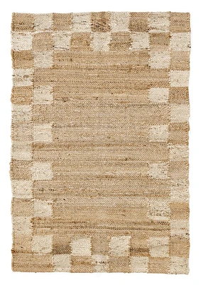 Rug Jute Handwoven Checkered Jute-off White