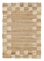 Rug Jute Handwoven Checkered Jute-off White