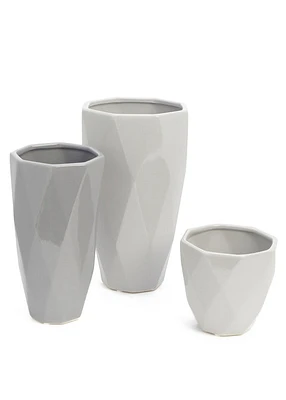 Almada Small Ceramic Geo Vase Dr Grey