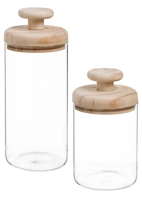 Adam Canister Glass/Wood Natural