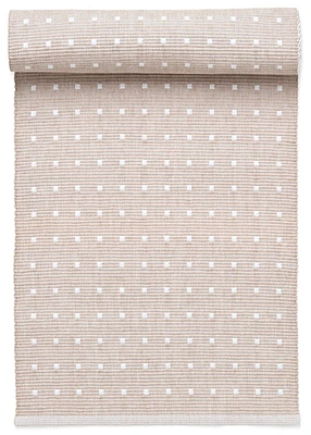 Dominika Rib Table Runner Ct Polka Dots Taupe-white