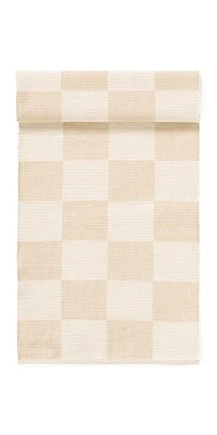 Table Runner Rib Cotton Checkered Beige