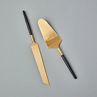 Black & Gold Cake Lift & Knife Set