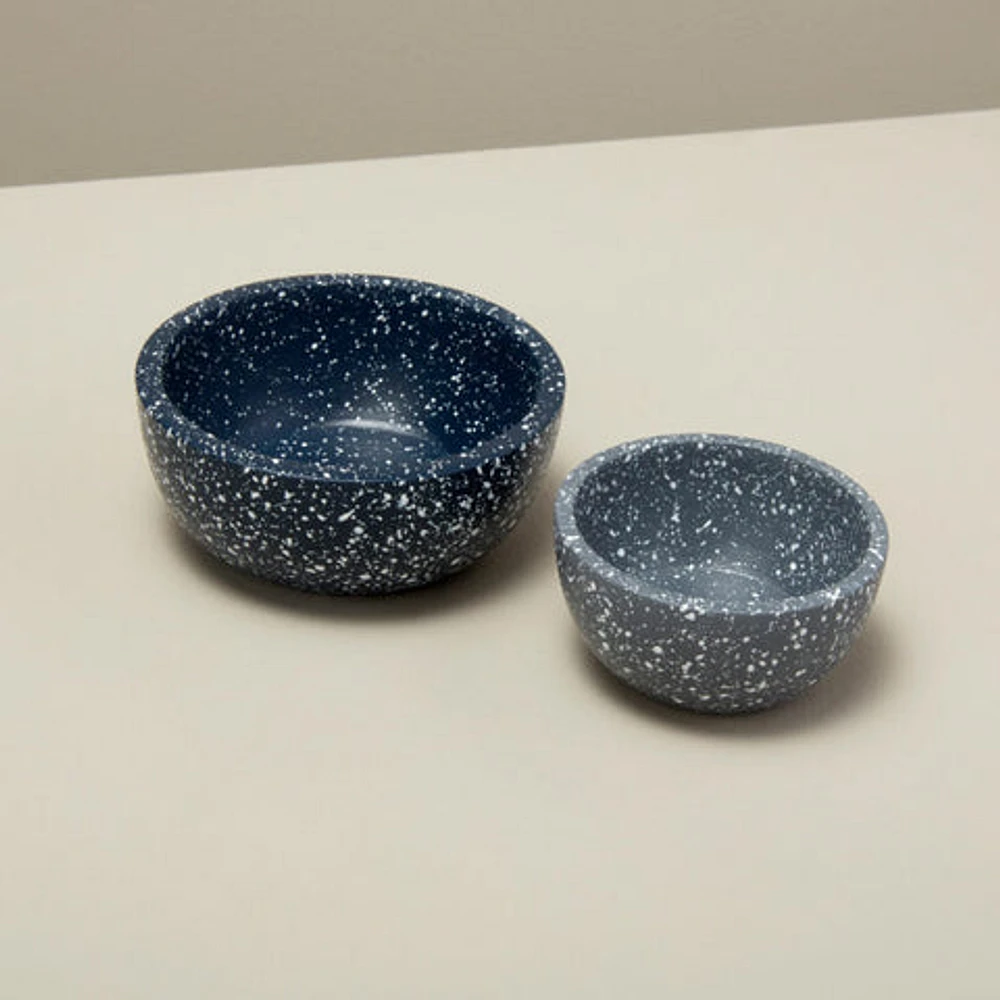 Speckled Cement Nesting Bowls, Set of 2 - Midnight/Slate