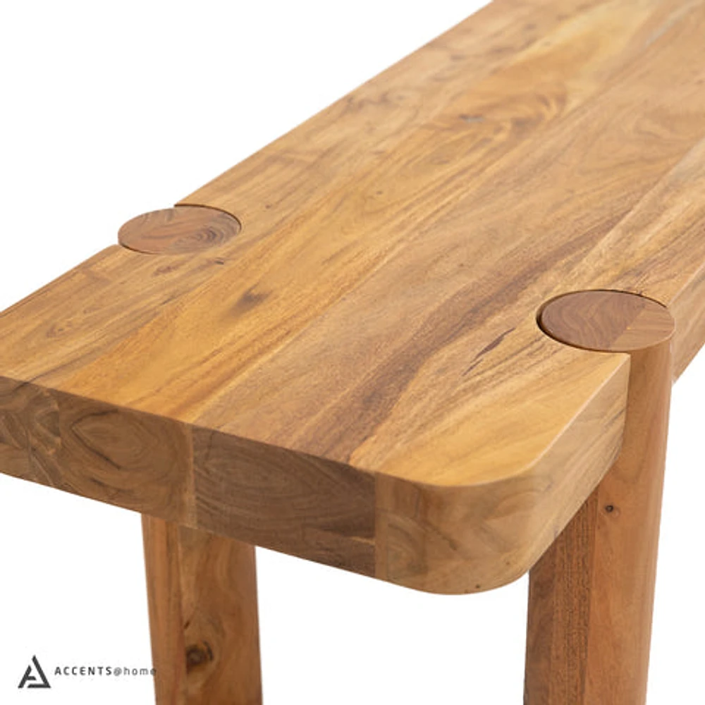 Haini Acacia Wood Round Leg Bench