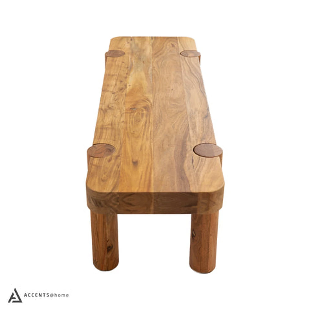 Haini Acacia Wood Round Leg Bench