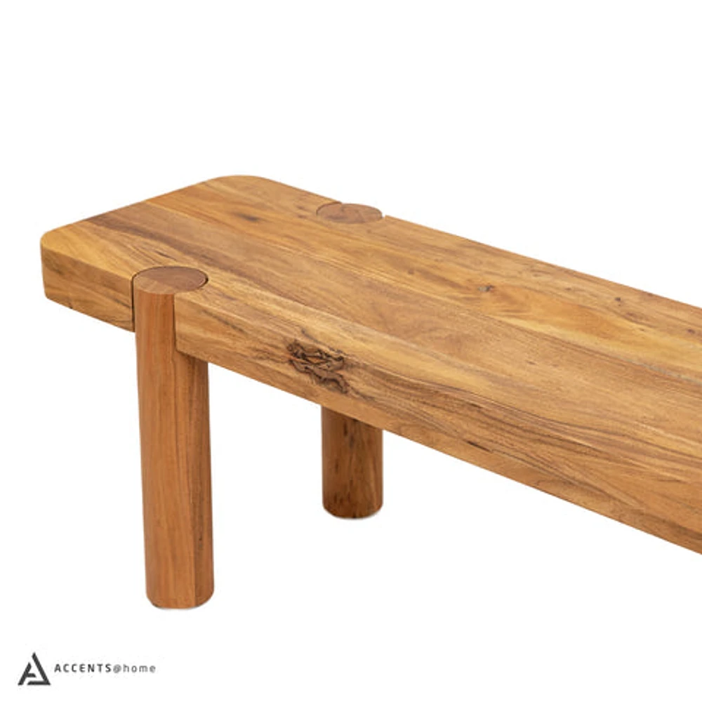 Haini Acacia Wood Round Leg Bench