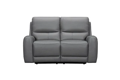 Brooke Leather Power Recliner Loveseat - Dark Grey